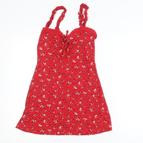 PrettyLittleThing Women’s Red Floral Camisole Top Size 8