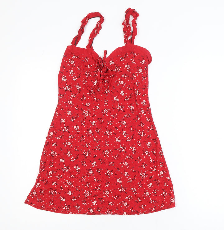 PrettyLittleThing Women’s Red Floral Camisole Top Size 8