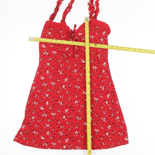 PrettyLittleThing Women’s Red Floral Camisole Top Size 8