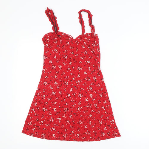 PrettyLittleThing Women’s Red Floral Camisole Top Size 8
