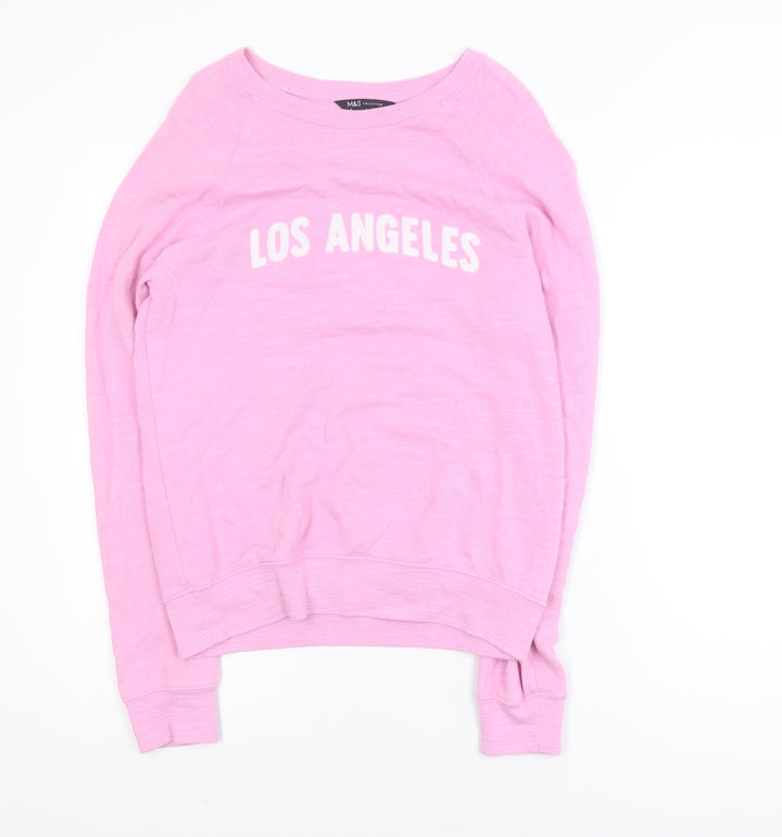 Marks and Spencer Women Pink Los Angeles Cotton Pullover Sweatshirt Size 6