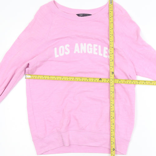 Marks and Spencer Women Pink Los Angeles Cotton Pullover Sweatshirt Size 6