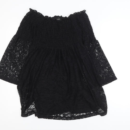 ASOS Women Black Lace Off Shoulder Mini Dress Size 6