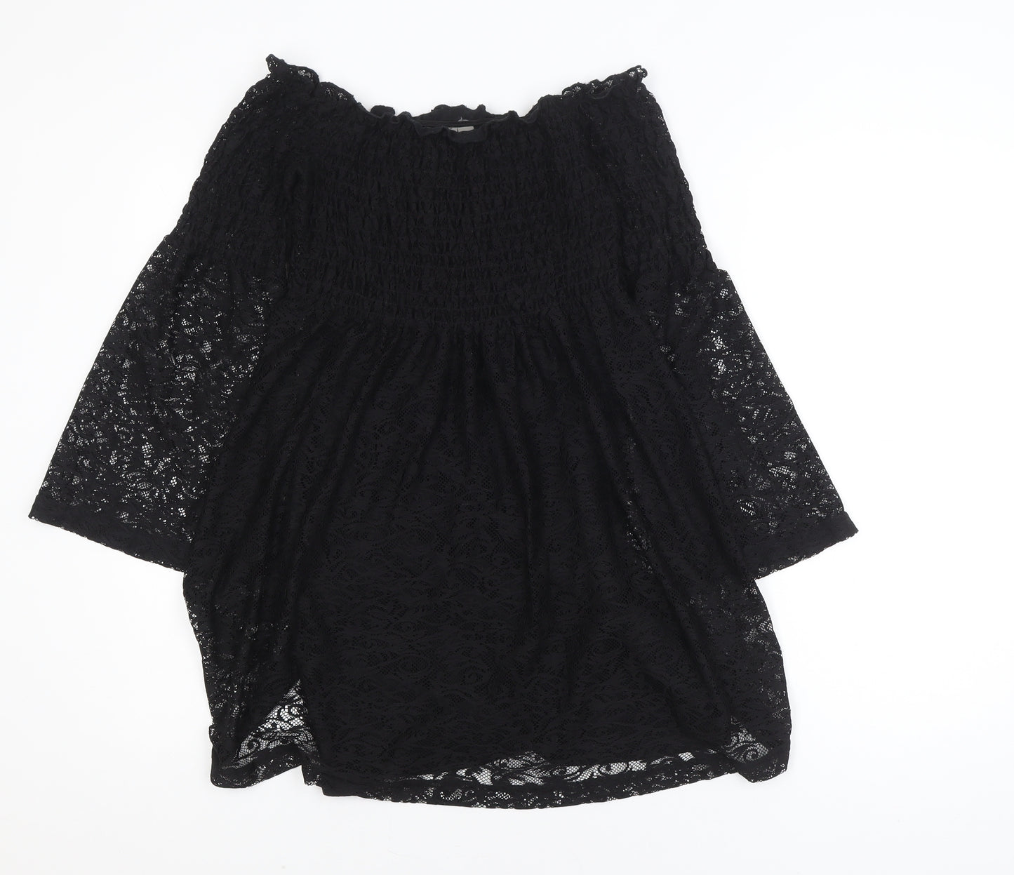 ASOS Women Black Lace Off Shoulder Mini Dress Size 6