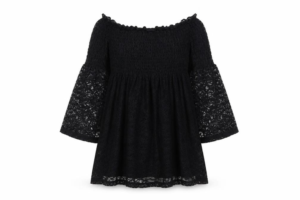 ASOS Women Black Lace Off Shoulder Mini Dress Size 6