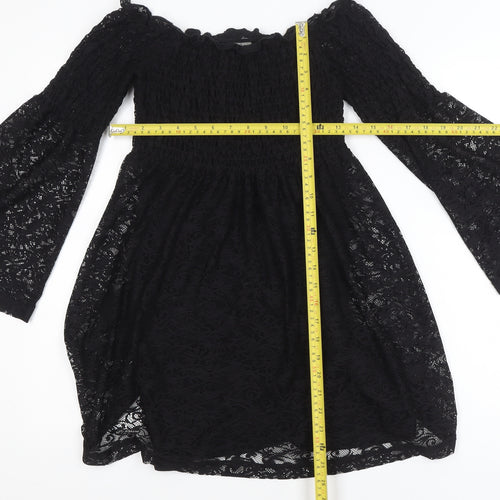 ASOS Women Black Lace Off Shoulder Mini Dress Size 6