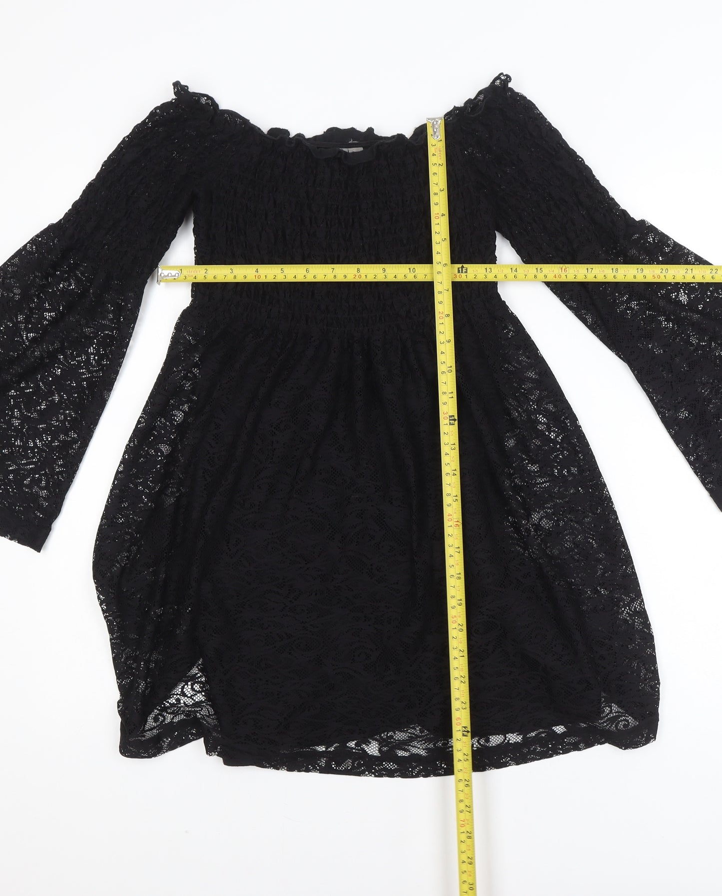 ASOS Women Black Lace Off Shoulder Mini Dress Size 6