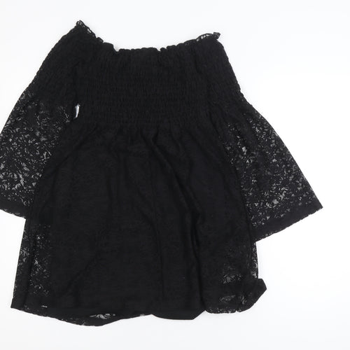 ASOS Women Black Lace Off Shoulder Mini Dress Size 6