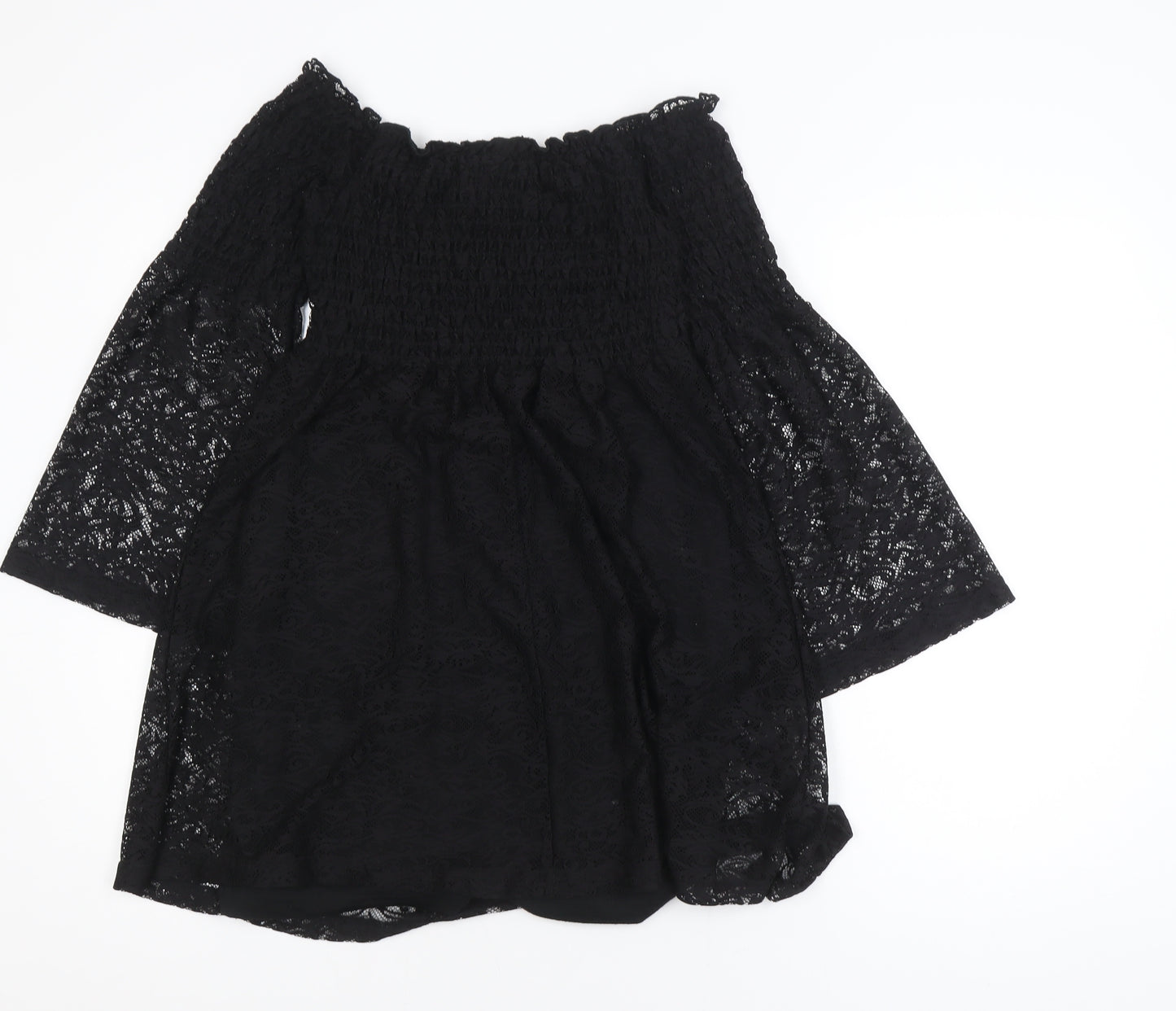 ASOS Women Black Lace Off Shoulder Mini Dress Size 6