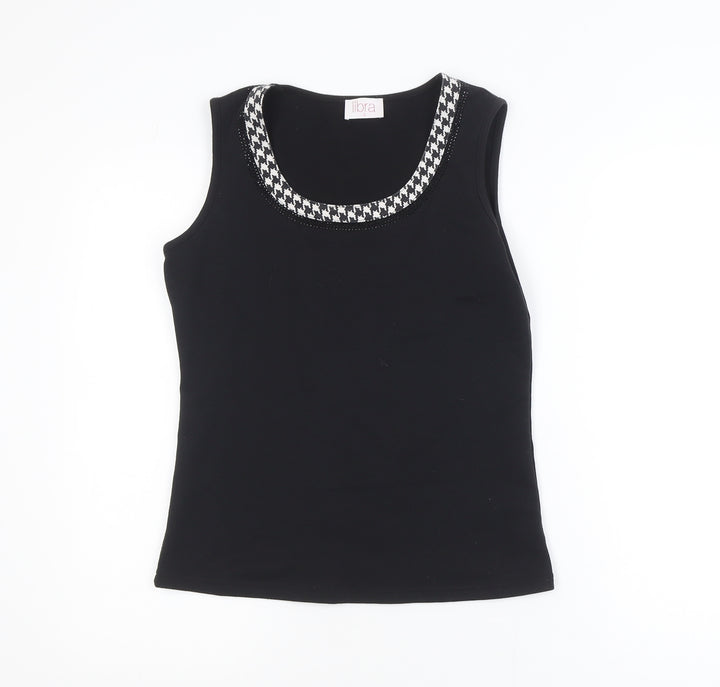 Libra Women's Black Sleeveless Scoop Neck Tank Top Size S