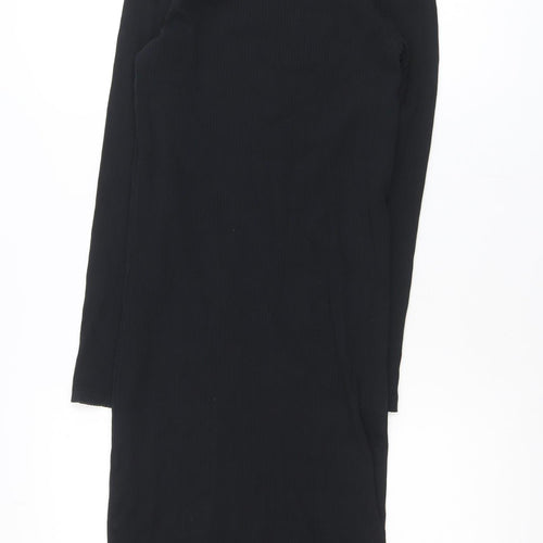 Vero Moda Women Black Midi Bodycon Dress Size M Long Sleeve