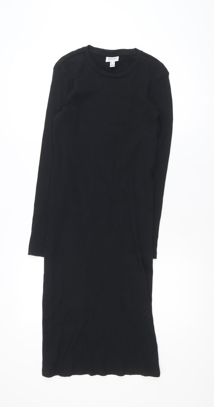 Vero Moda Women Black Midi Bodycon Dress Size M Long Sleeve