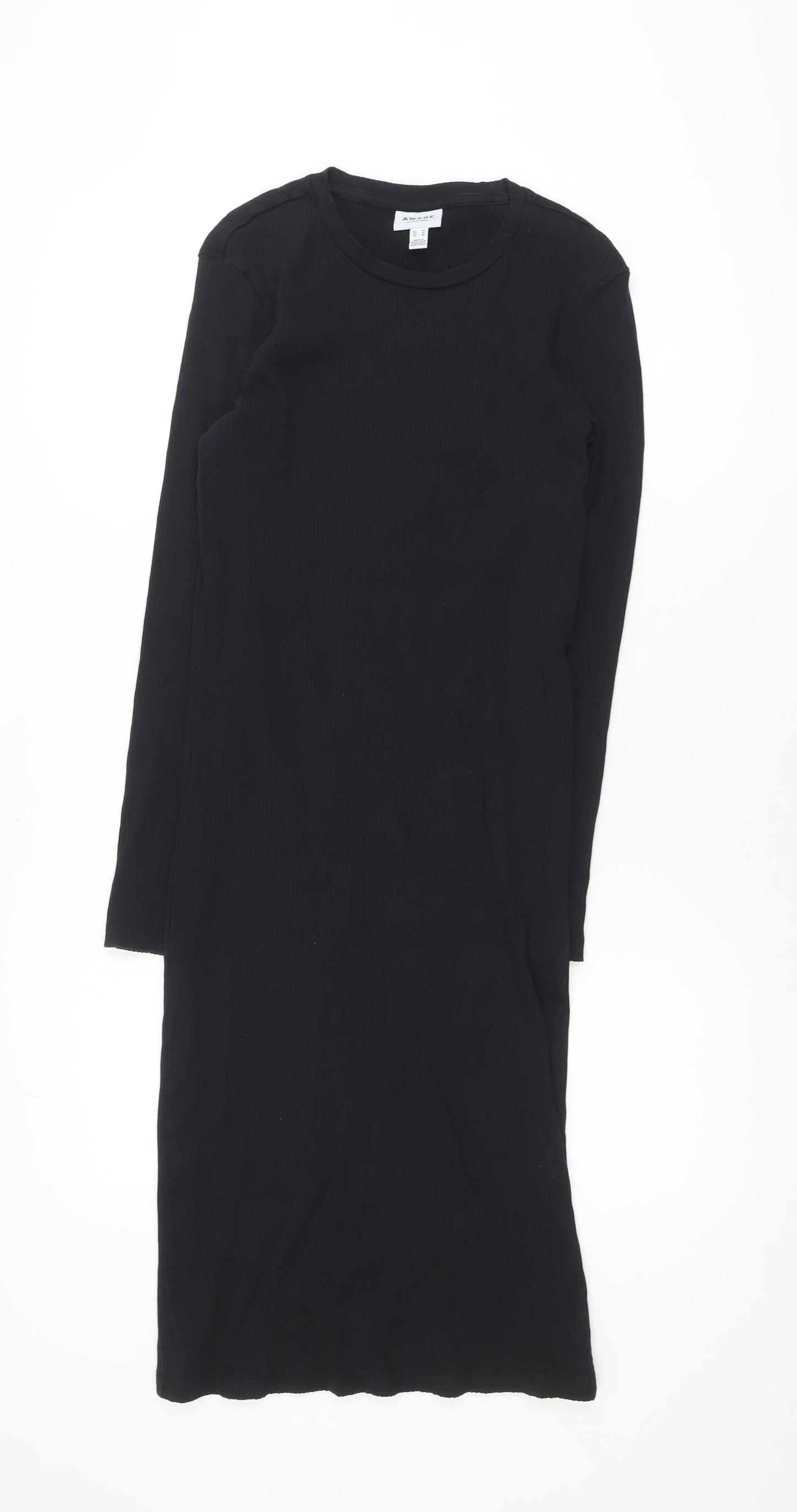 Vero Moda Women Black Midi Bodycon Dress Size M Long Sleeve