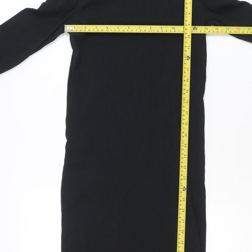Vero Moda Women Black Midi Bodycon Dress Size M Long Sleeve