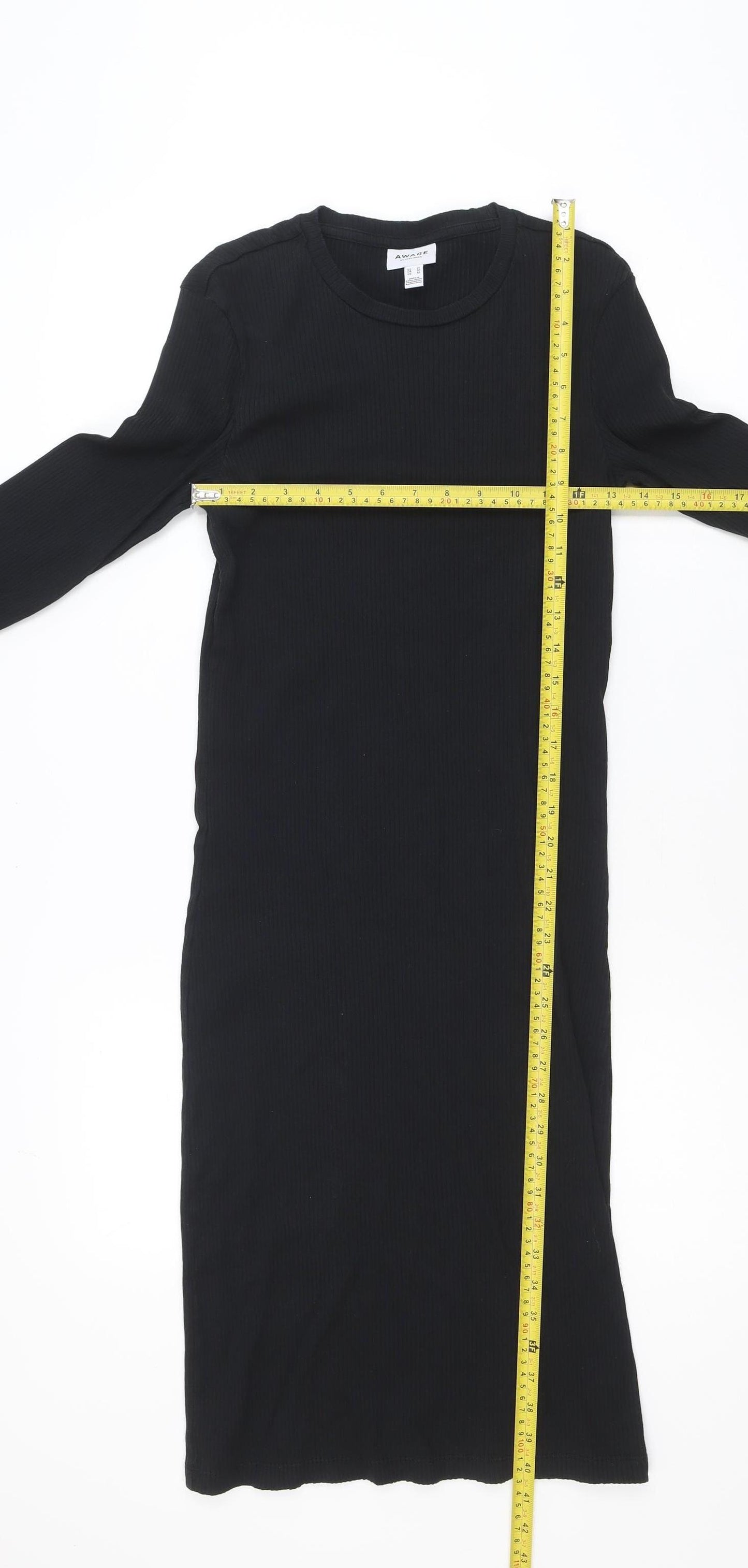 Vero Moda Women Black Midi Bodycon Dress Size M Long Sleeve
