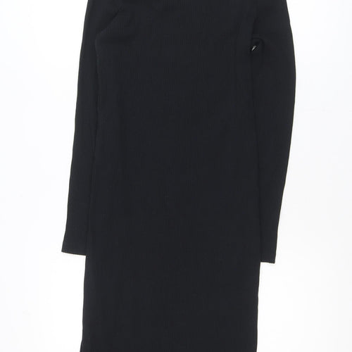 Vero Moda Women Black Midi Bodycon Dress Size M Long Sleeve