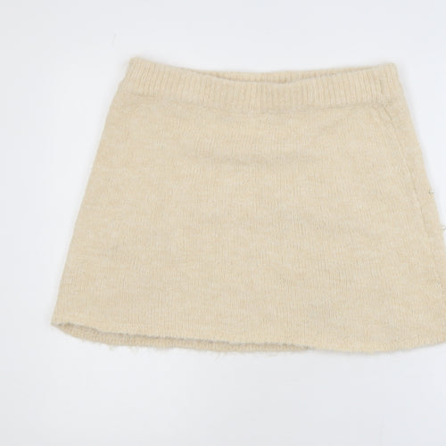 Savida Womens Beige Beaded Knit A-Line Skirt Size 14