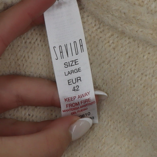 Savida Womens Beige Beaded Knit A-Line Skirt Size 14
