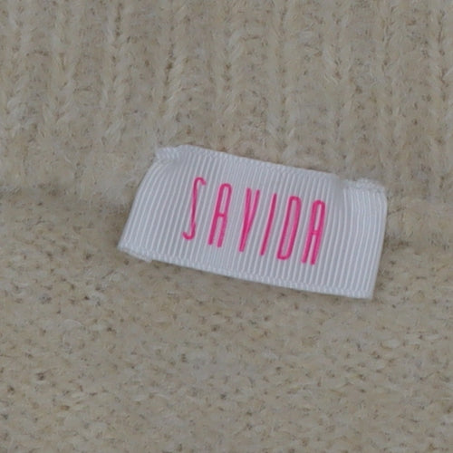 Savida Womens Beige Beaded Knit A-Line Skirt Size 14