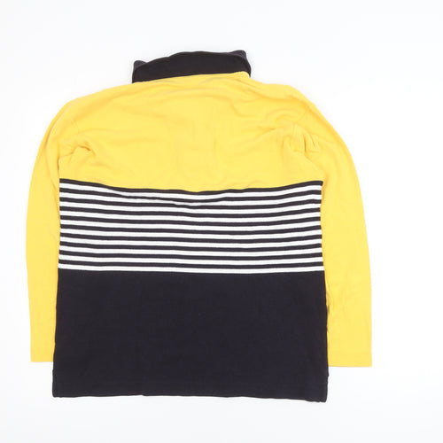 Lisa Campione Yellow & Navy Striped Long Sleeve Polo Shirt M