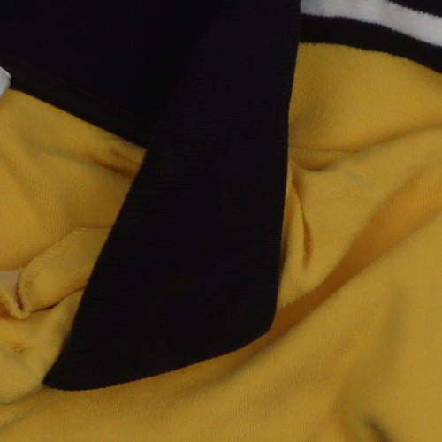 Lisa Campione Yellow & Navy Striped Long Sleeve Polo Shirt M