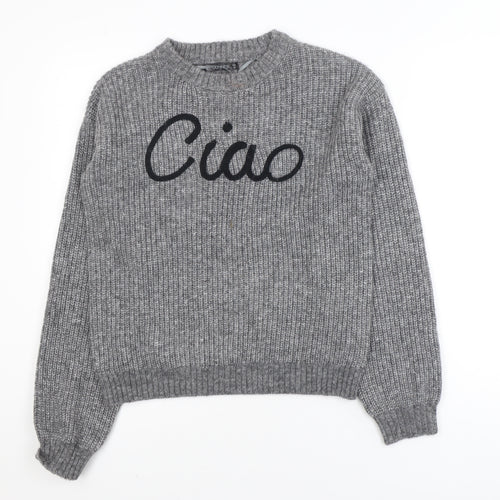 Dunnes Women's Grey 'Ciao' Chunky Knit Pullover Jumper XS