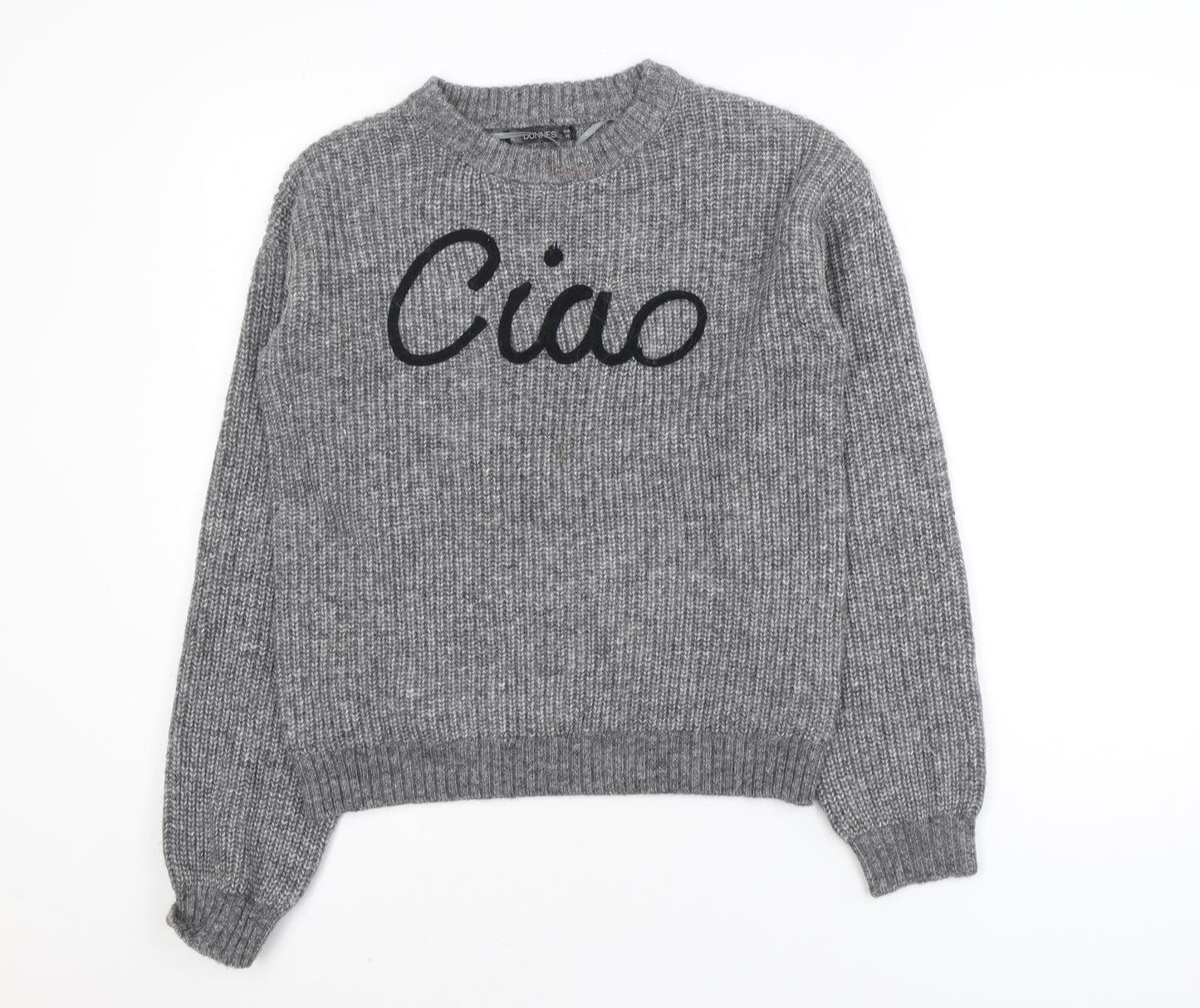 Dunnes Women's Grey 'Ciao' Chunky Knit Pullover Jumper XS