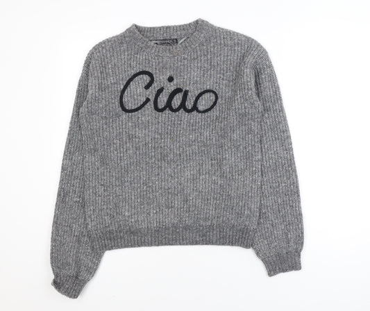Dunnes Women's Grey 'Ciao' Chunky Knit Pullover Jumper XS