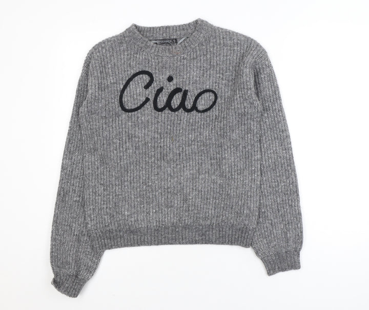 Dunnes Women's Grey 'Ciao' Chunky Knit Pullover Jumper XS