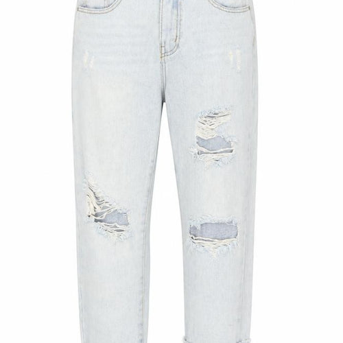 MOMOKROM Womens Blue Distressed Boyfriend Jeans Size 8
