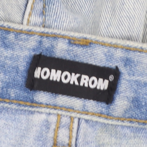 MOMOKROM Womens Blue Distressed Boyfriend Jeans Size 8
