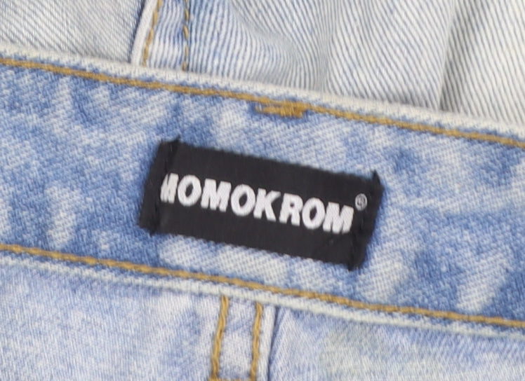 MOMOKROM Womens Blue Distressed Boyfriend Jeans Size 8