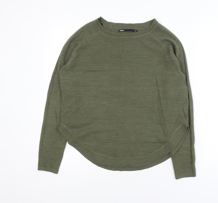 ONLY Women Green XS Crew Neck Long Sleeve Pullover Jumper