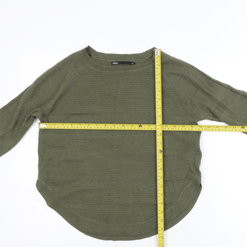 ONLY Women Green XS Crew Neck Long Sleeve Pullover Jumper