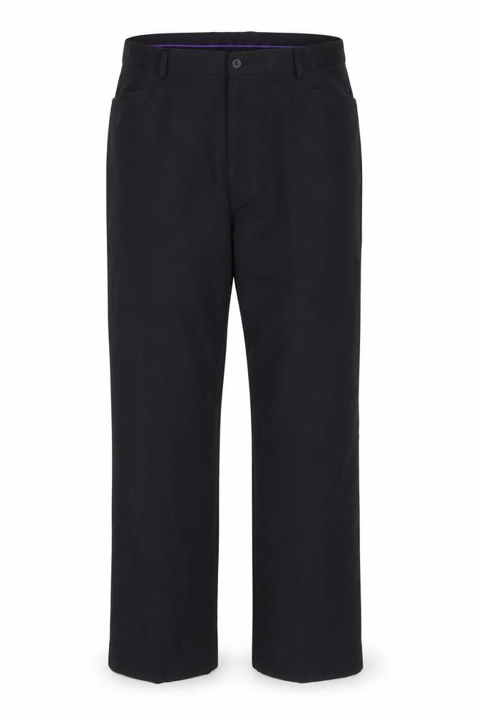 Front view of Avenue Men's Black 38R Classic Dress Trousers Polyester Blend