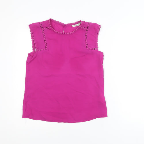 Darling London Women's Pink Lace Trim Sleeveless Blouse Size 8