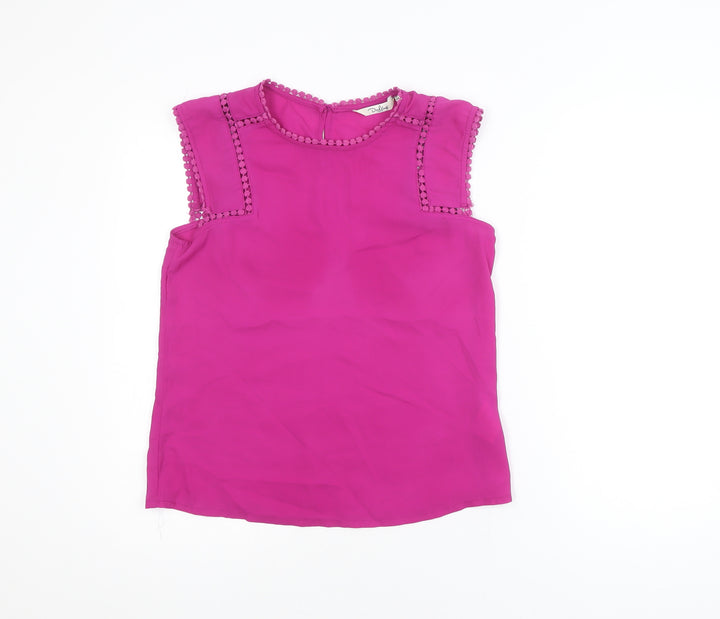Darling London Women's Pink Lace Trim Sleeveless Blouse Size 8