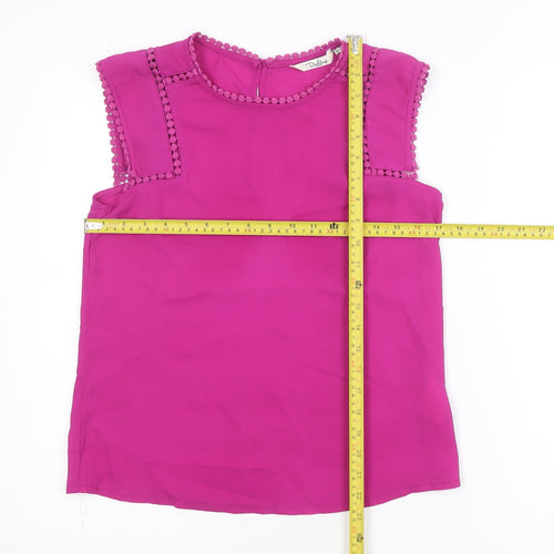 Darling London Women's Pink Lace Trim Sleeveless Blouse Size 8
