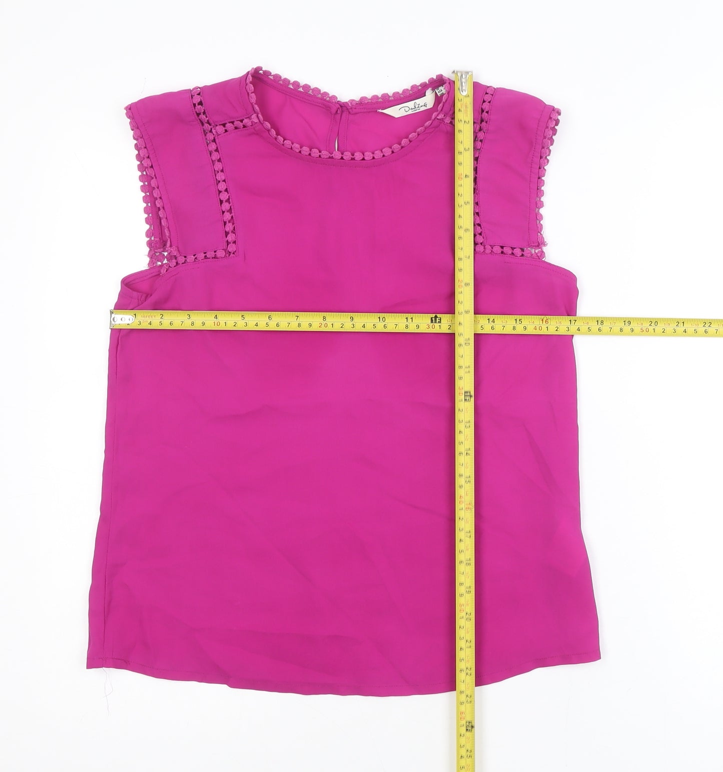 Darling London Women's Pink Lace Trim Sleeveless Blouse Size 8