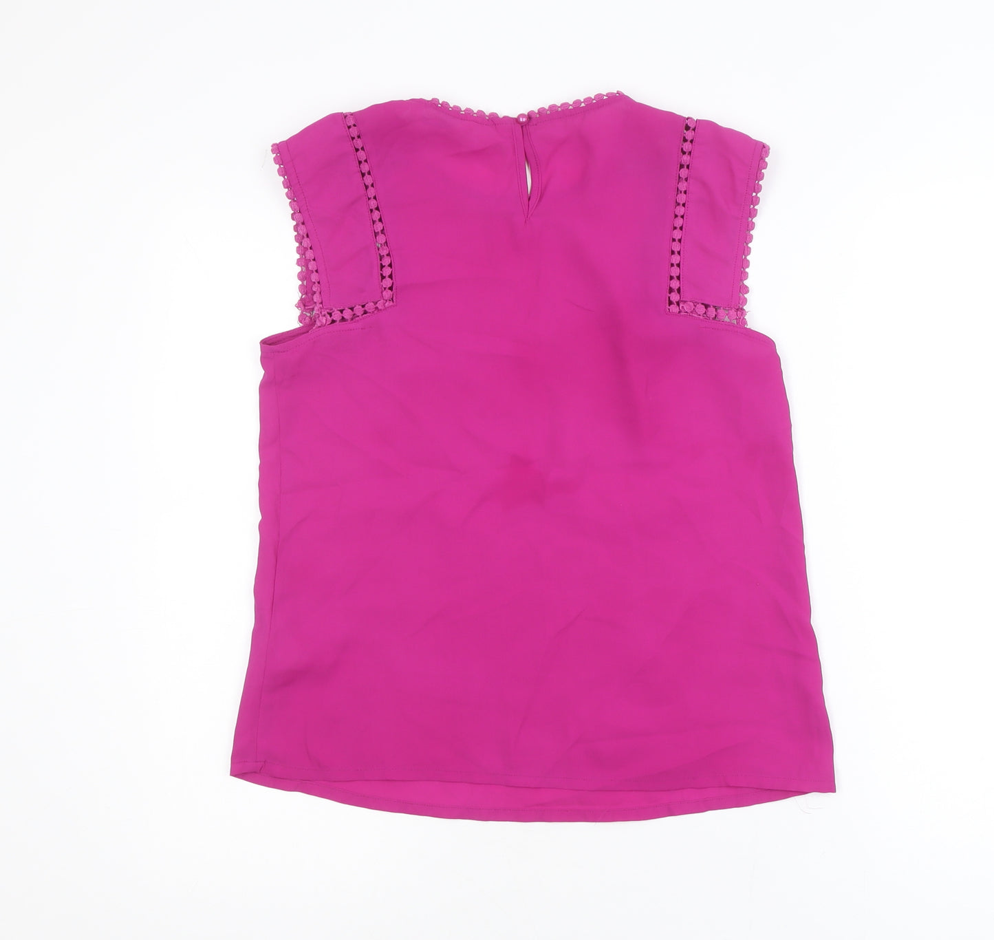 Darling London Women's Pink Lace Trim Sleeveless Blouse Size 8