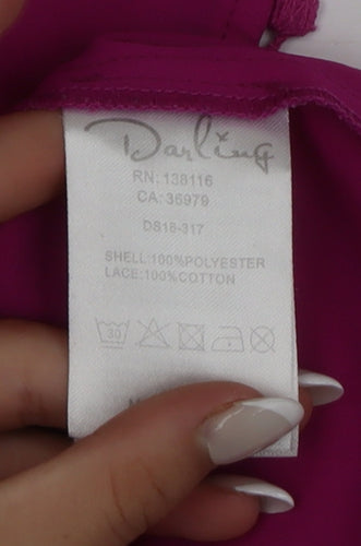Darling London Women's Pink Lace Trim Sleeveless Blouse Size 8