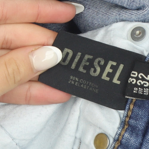Diesel Womens Blue Mid Rise Skinny Jeans Size 14 with Stripe Detail