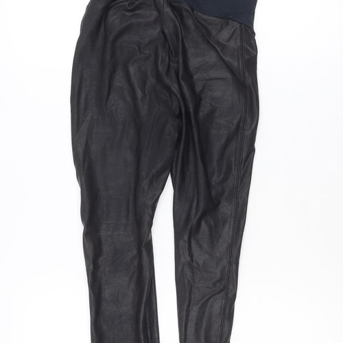 Spanx Women Black Faux Leather Ankle Leggings Size S High Rise