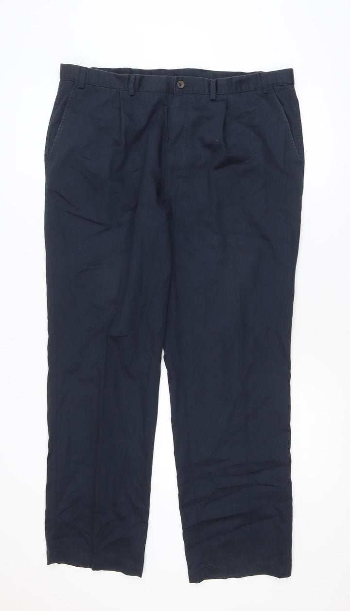Marks and Spencer Men's Blue Chino Trousers 40x31 Regular Fit