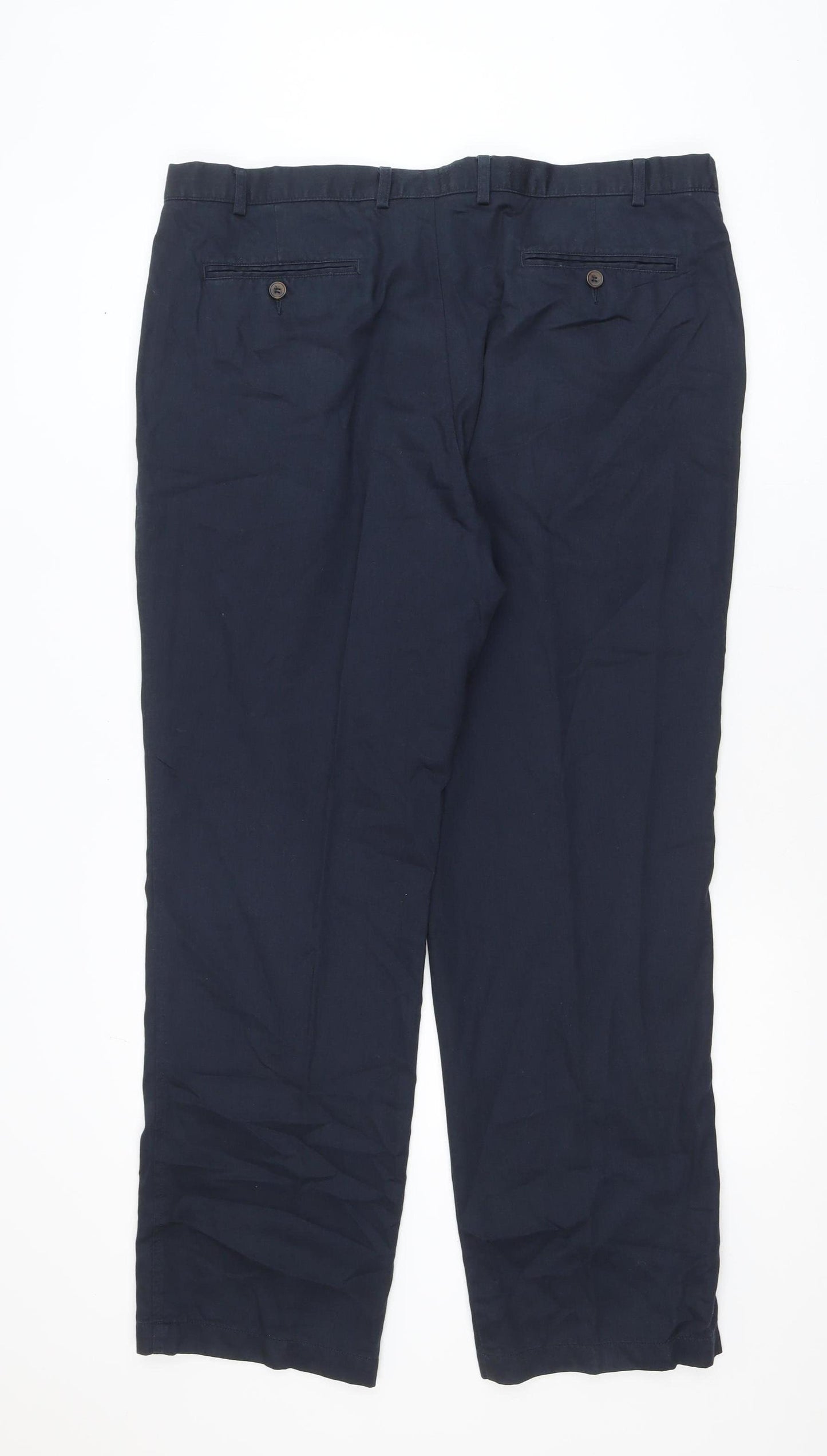 Marks and Spencer Men's Blue Chino Trousers 40x31 Regular Fit
