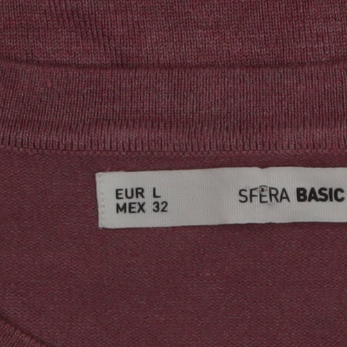 Sfera Women Pink Crew Neck Long Sleeve Button Jumper Size 14
