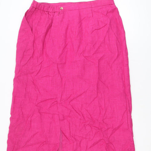 Harvé Benard Women Pink Linen Midi Pencil Skirt Size 18 Plus