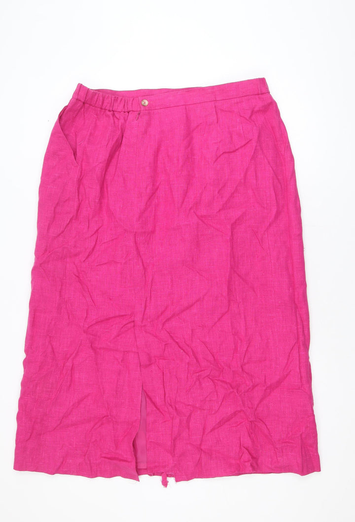 Harvé Benard Women Pink Linen Midi Pencil Skirt Size 18 Plus