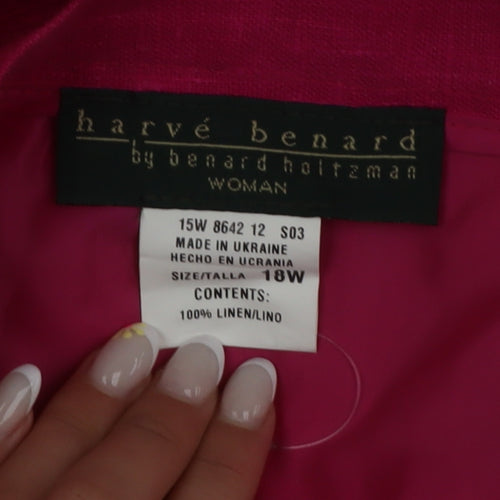 Harvé Benard Women Pink Linen Midi Pencil Skirt Size 18 Plus