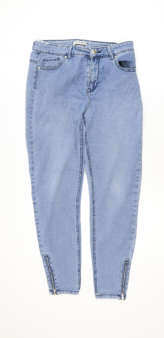 Primark Denim Co Women’s Blue Skinny Jeans Size 14 Mid Rise Stretch Ankle Zip